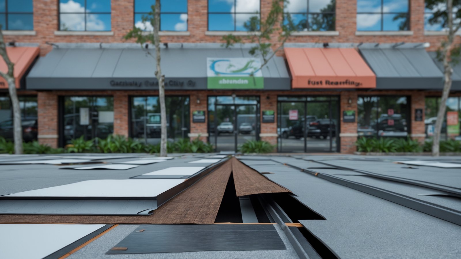 Professional flat roof inspection on Tampa commercial building