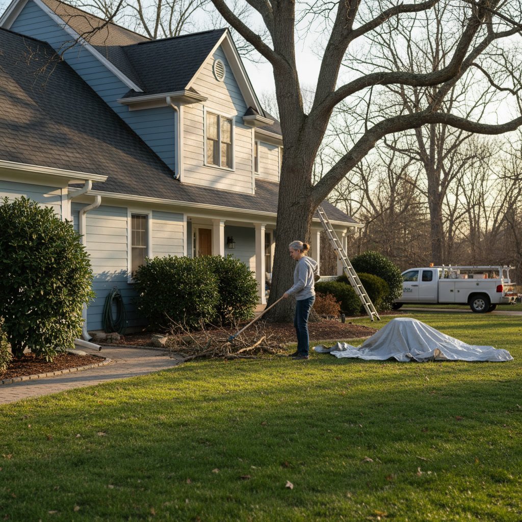 Roofing contractor conducting thorough roof inspection with measuring tools